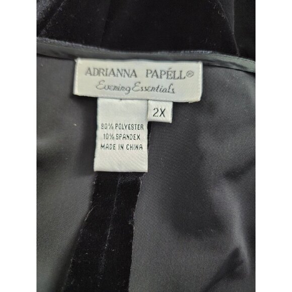 Adrianna Papell Evening Essentials Womens Black Velvet Sequin Top Blouse Size 2X - Picture 3 of 7